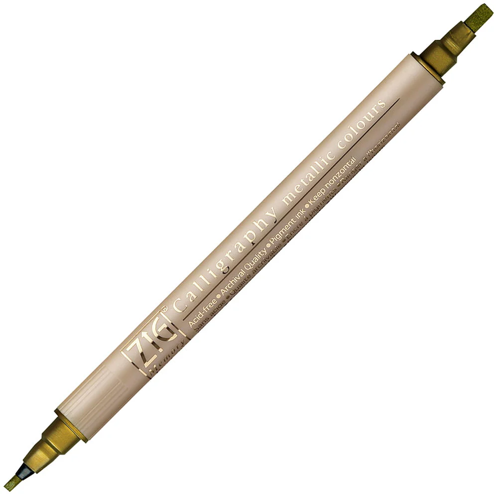 Dwustronny pisak do kaligrafii Kuretake Zig 2.0 i 3.5mm | Metaliczny
