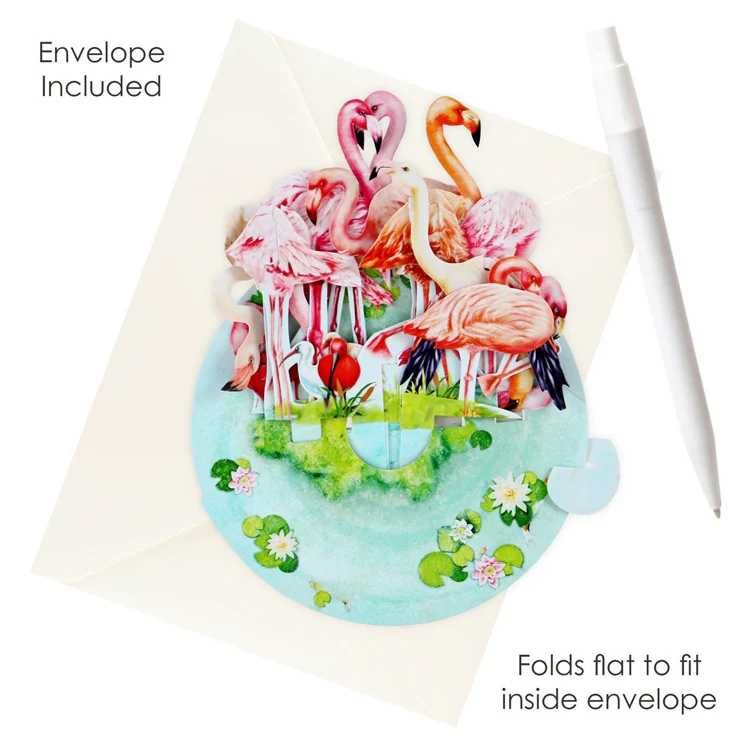 Kartka okolicznościowa Santoro Pirouettes | Flamingi – 3D pop-up - Image 3