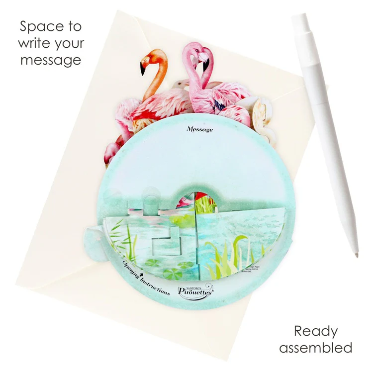 Kartka okolicznościowa Santoro Pirouettes | Flamingi – 3D pop-up - Image 4