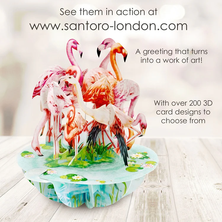 Kartka okolicznościowa Santoro Pirouettes | Flamingi – 3D pop-up - Image 5