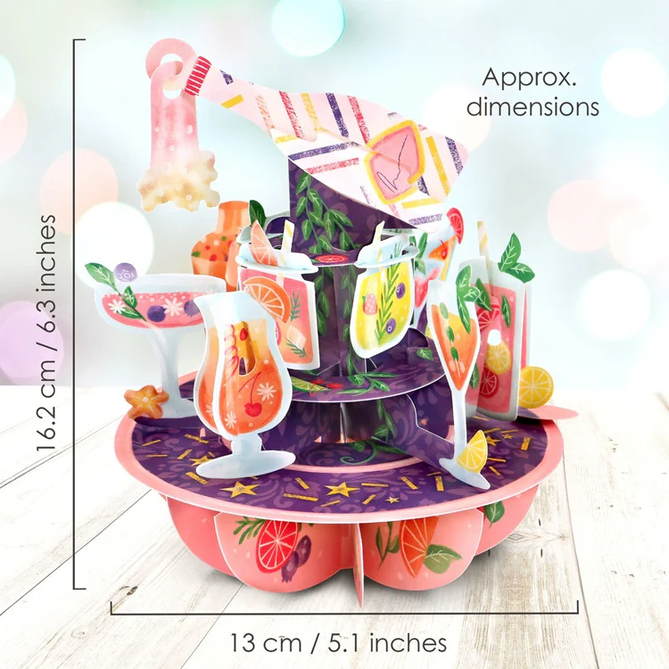 Kartka okolicznościowa Santoro Pirouettes | Urodzinowe koktajle – 3D pop-up - Image 5