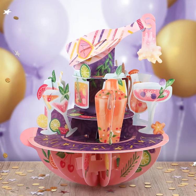 Kartka okolicznościowa Santoro Pirouettes | Urodzinowe koktajle – 3D pop-up - Image 6