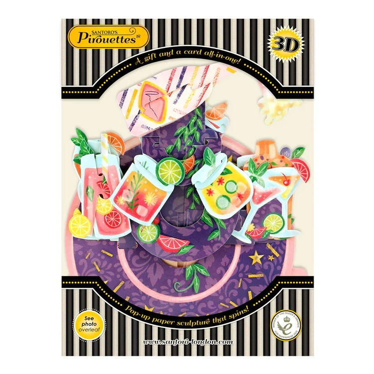 Kartka okolicznościowa Santoro Pirouettes | Urodzinowe koktajle – 3D pop-up - Image 7