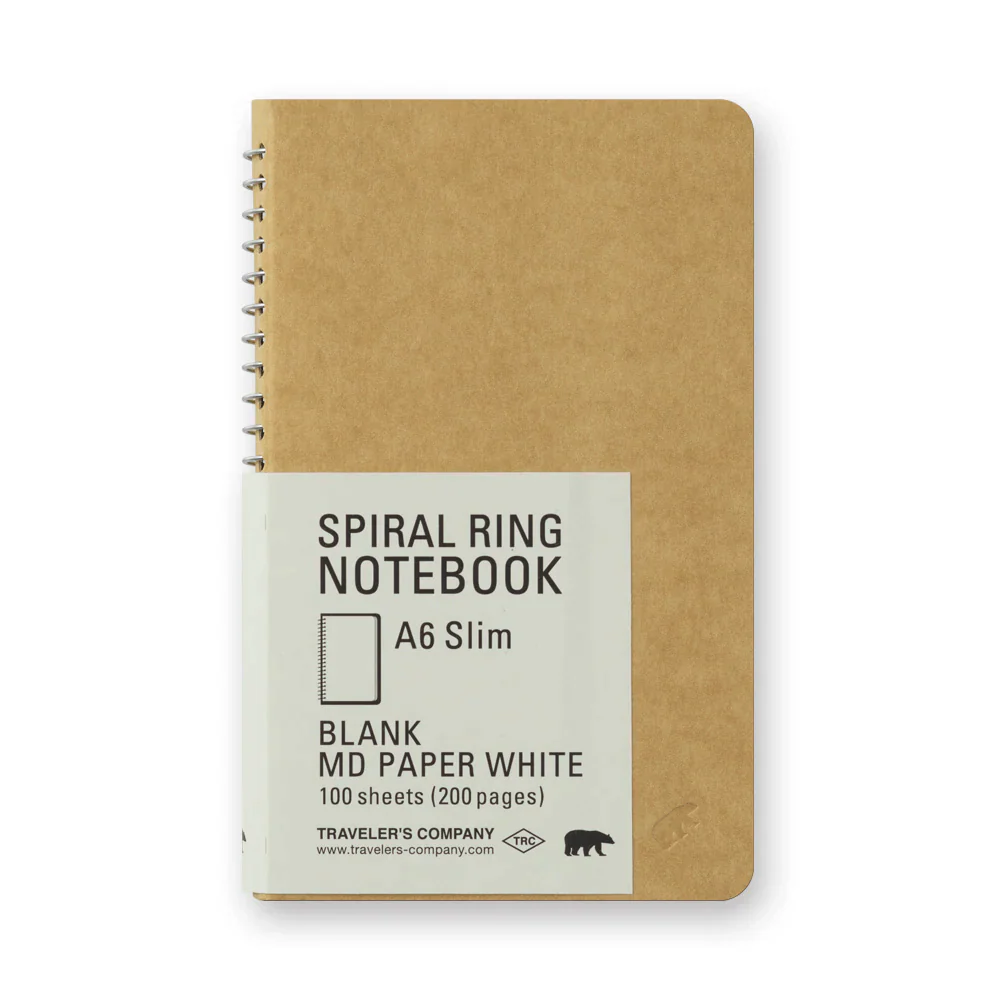 Kołonotatnik TRC Spiral Ring Notebook | MD White A6 Slim