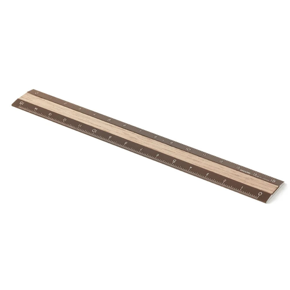 Linijka Midori 15cm Brązowa - Drewno Jasny Brąz