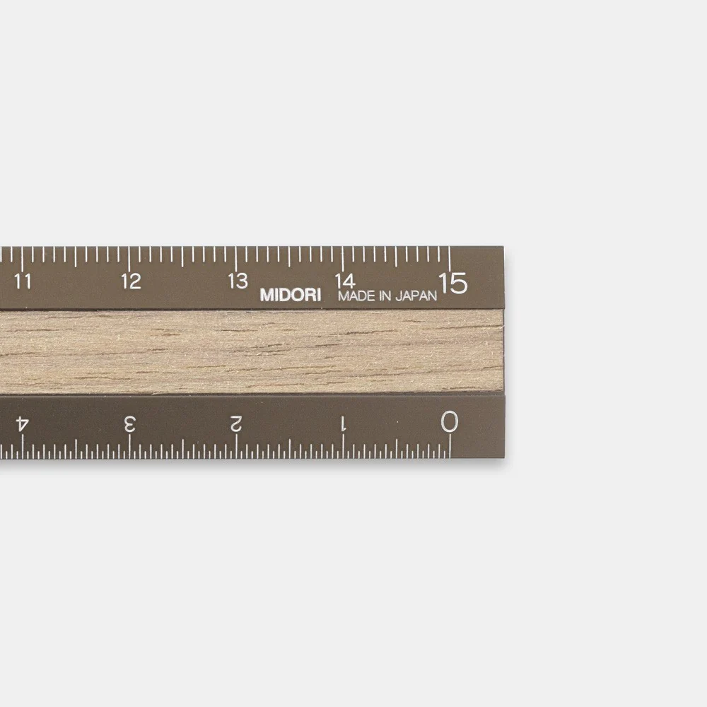Linijka Midori 15cm Brązowa - Drewno Jasny Brąz - Image 2