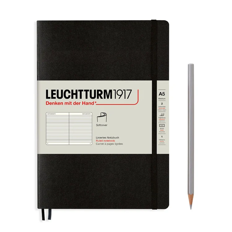Notatnik Leuchtturm1917 Softcover A5 w linie | Czarny