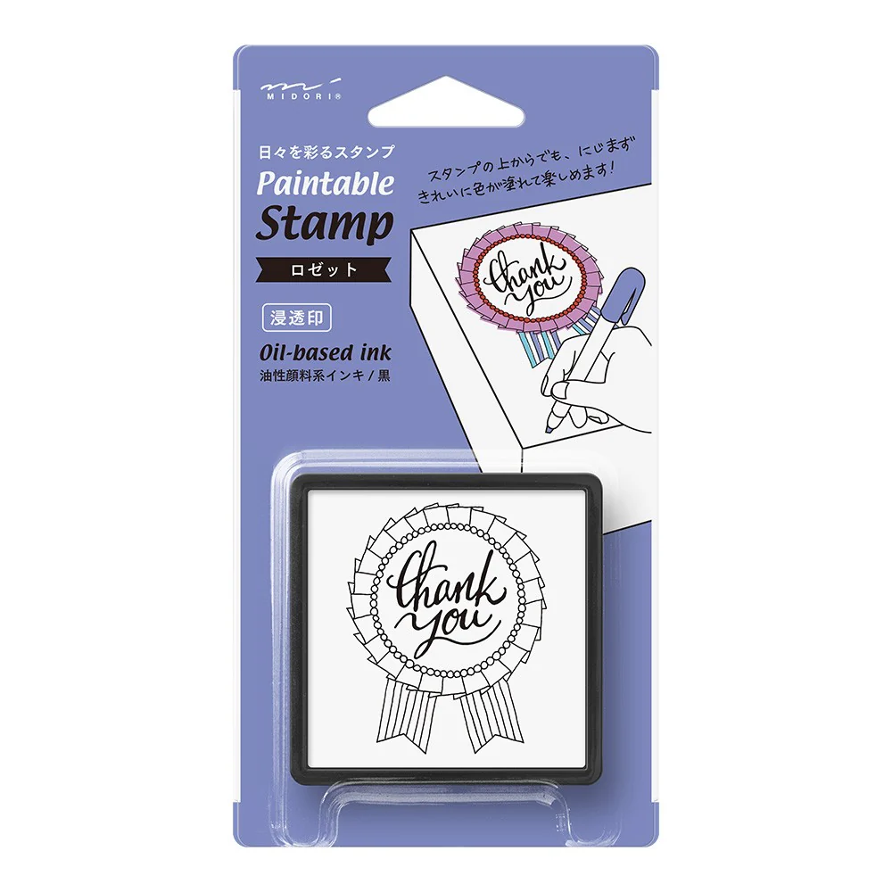 Pieczątka z tuszem Midori Paintable Stamp | Dziękuję
