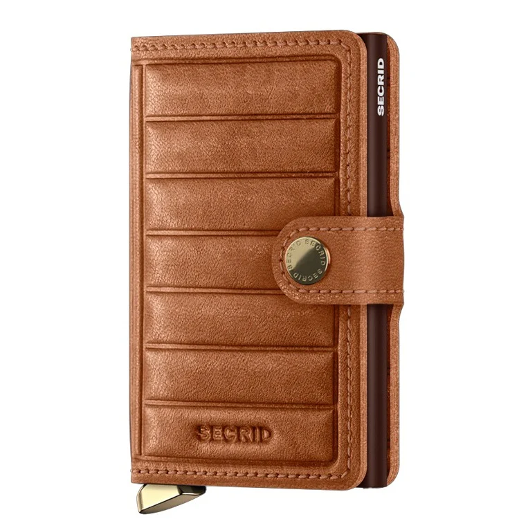 Portfel SECRID Premium Miniwallet Emboss Lines | Cognac