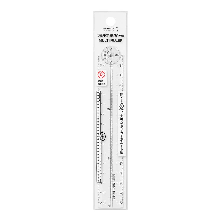 Składana linijka Midori plastikowa 30 cm | Transparentna | A