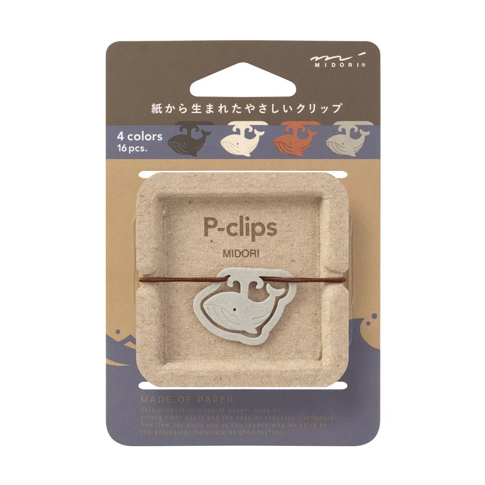 Spinacze do papieru Midori P-Clips | Wieloryb