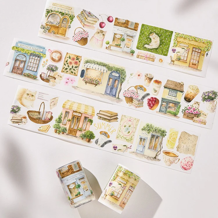 Taśma Washi Pre-Cut | Kawiarnie latem