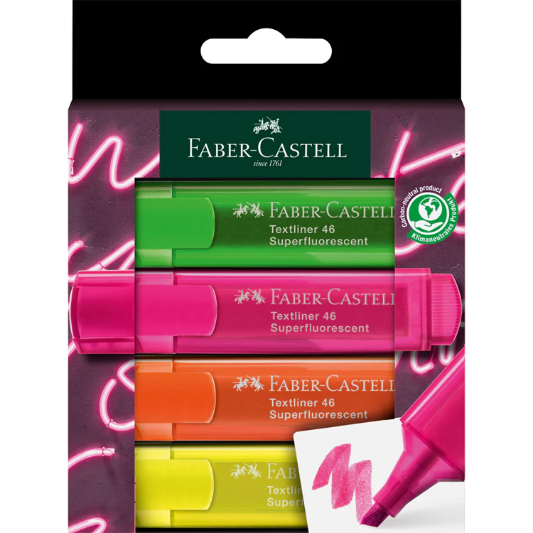 Zakreślacze Faber-Castell Fluo 4 sztuki