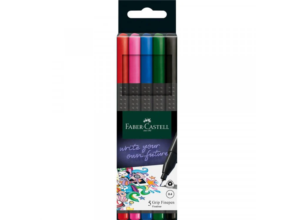 Zestaw cienkopisów Grip Finepen - Faber-Castell - 5 kolorów