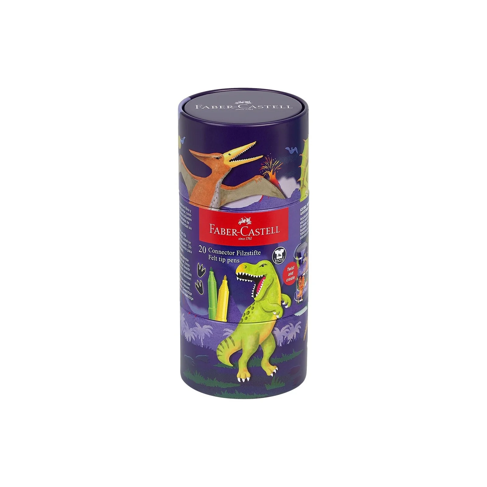 Zestaw flamastrów Connector 20 sztuk | Dinozaury