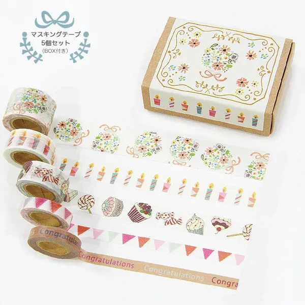 Zestaw mini taśm washi w pudełku | Świętowanie