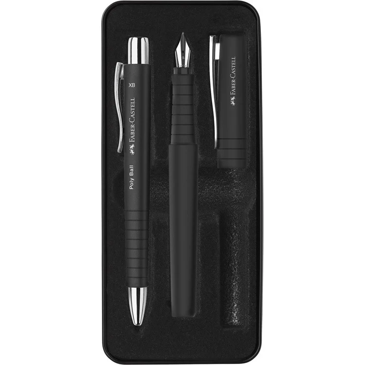 Zestaw prezentowy Faber-Castell Poly - pióro wieczne i długopis | Czarny
